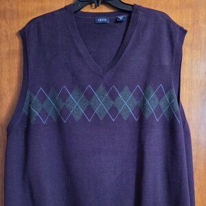 Mens IZOD Pullover V Neck Sweater Vest Size 2XL Wine Color